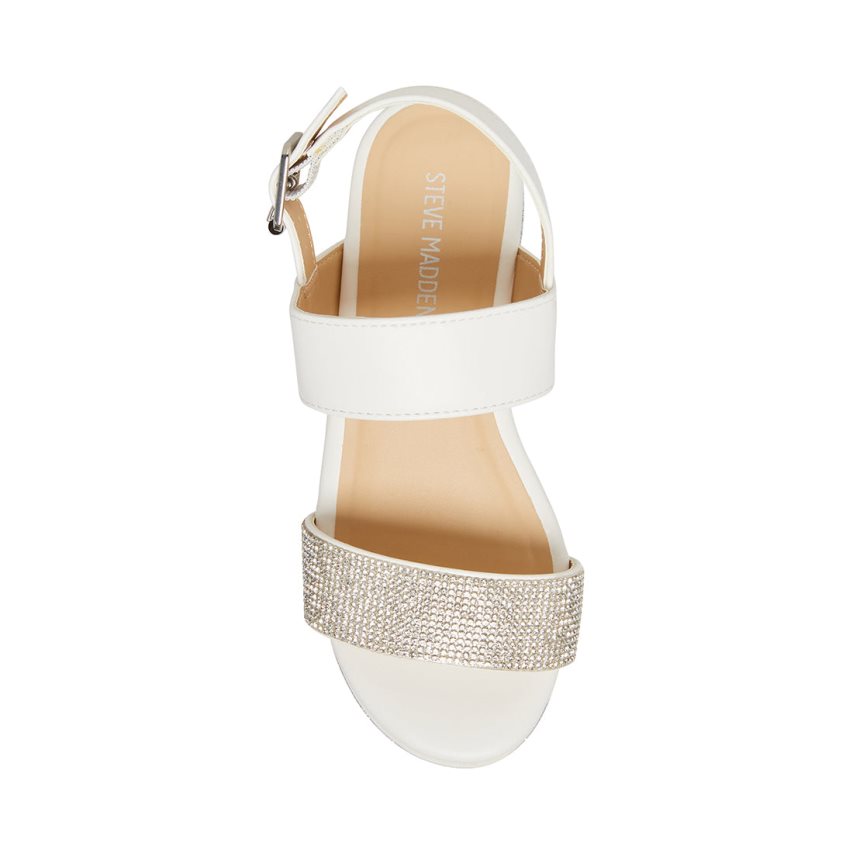 White / Silver Steve Madden Jtristaa Kids' Platform Sandals | PH 1458P16S